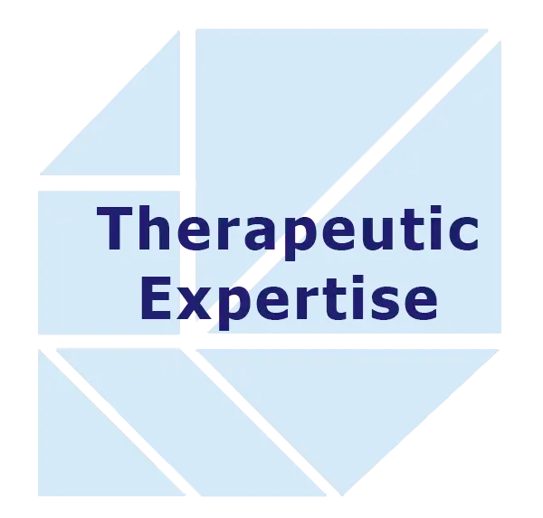 Therapeutic Expertise over a pale blue tangram