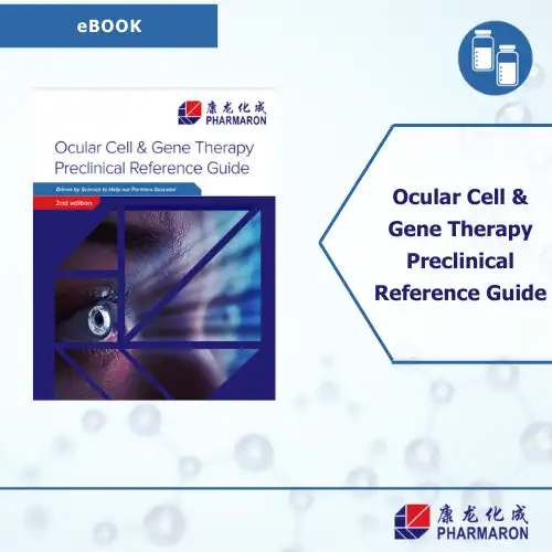 eBook cover promoting a preclinical ocular gene therapy reference guide with emphasis on ocular toxicology, featuring an abstract eye graphic.