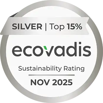 Bronze EcoVadis sustainability rating badge for October 2024, highlighting top 35% achievement in sustainability performance.