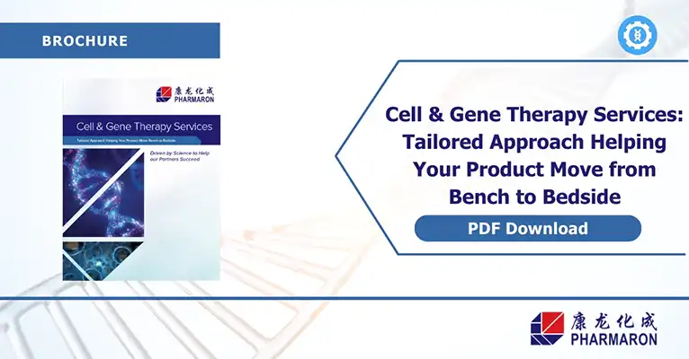 Pharmaron brochure highlighting preclinical CGT services with a tailored approach to advance therapies from bench to bedside.