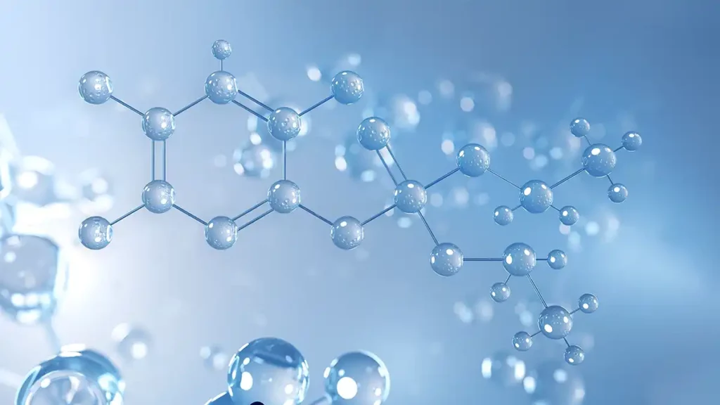 Blue-toned molecular structure with interconnected atoms, representing small molecules in pharmaceutical research and drug design.
