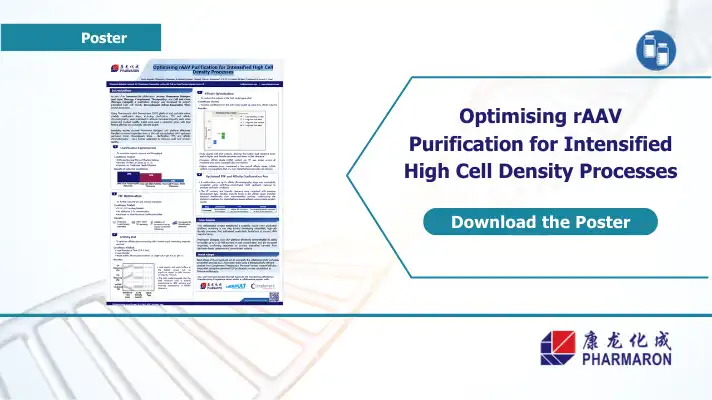 Pharmaron scientific poster on optimising rAAV purification for intensified high cell density processes