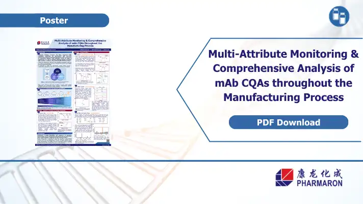Pharmaron poster on multi-attribute monitoring and comprehensive analysis of mAb CQAs throughout manufacturing